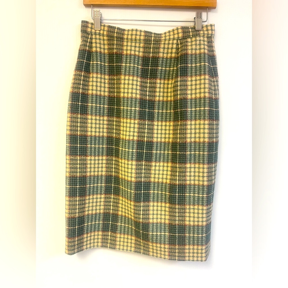 Jaeger London Wool Skirt Vintage Plaid pencil skirt size 12‎ from Great Britain
